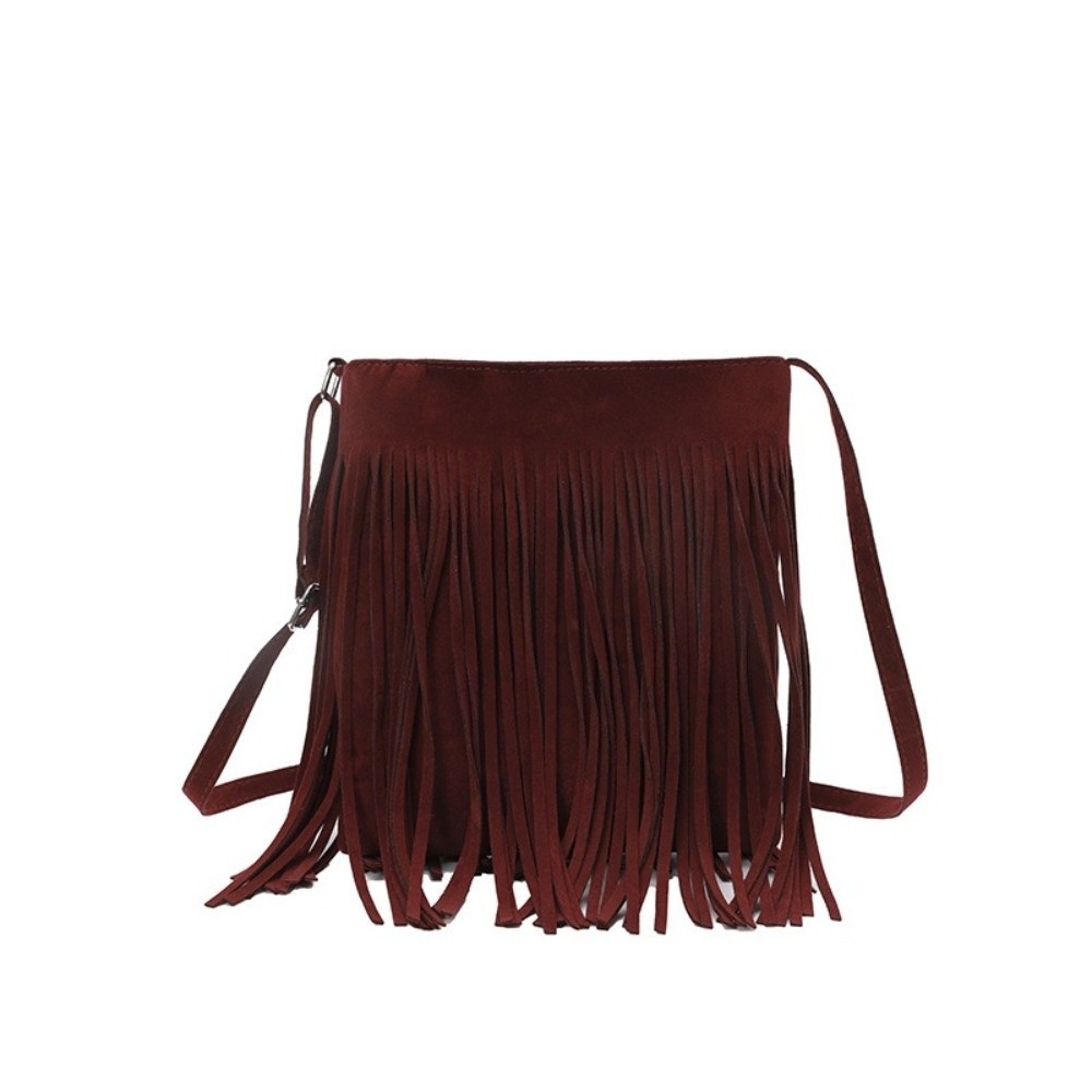 Fashion Suede Fringe Crossbody - Bucket Bag Suede ulasan dan harga
