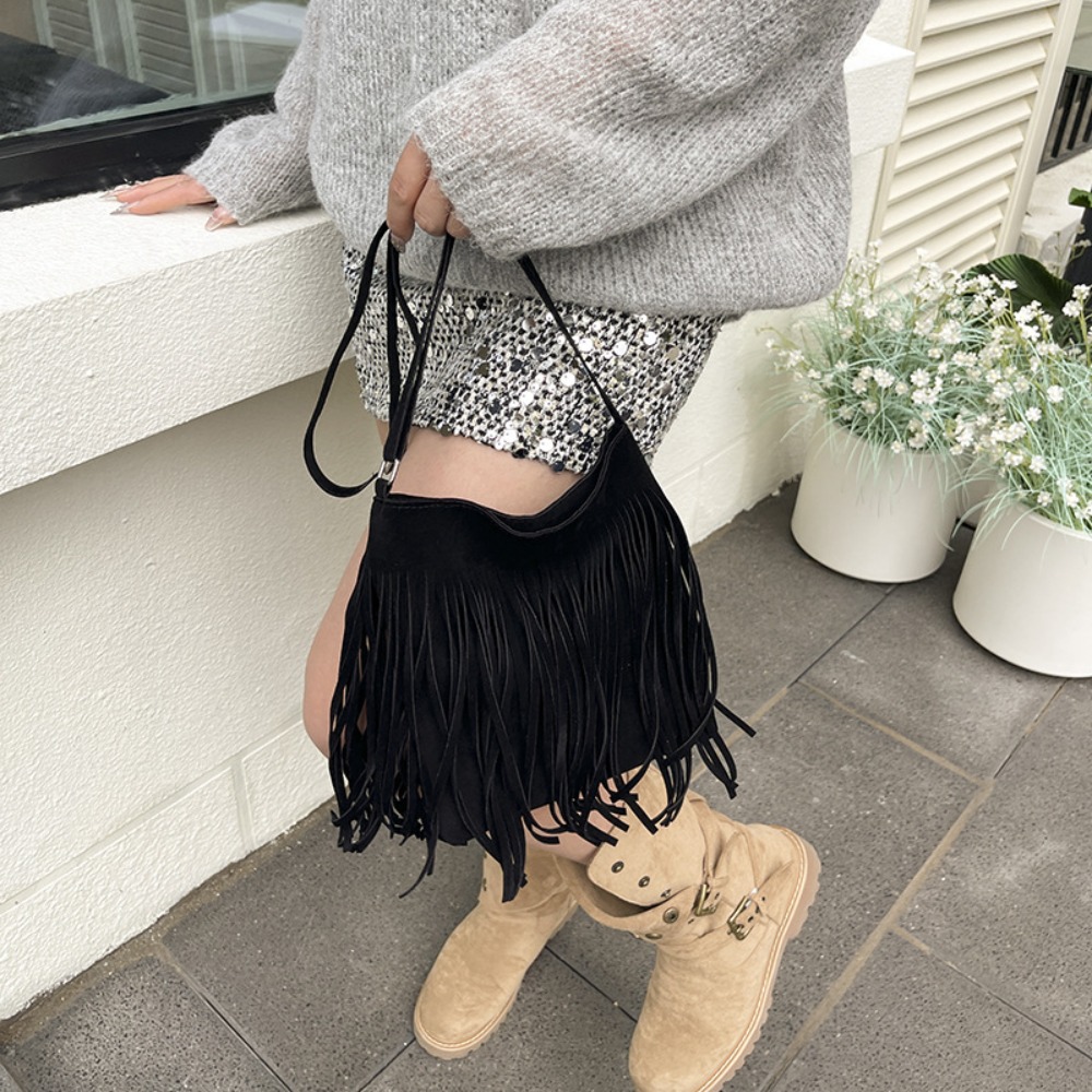 Fashion Suede Fringe Crossbody - Bucket Bag Suede ulasan dan harga
