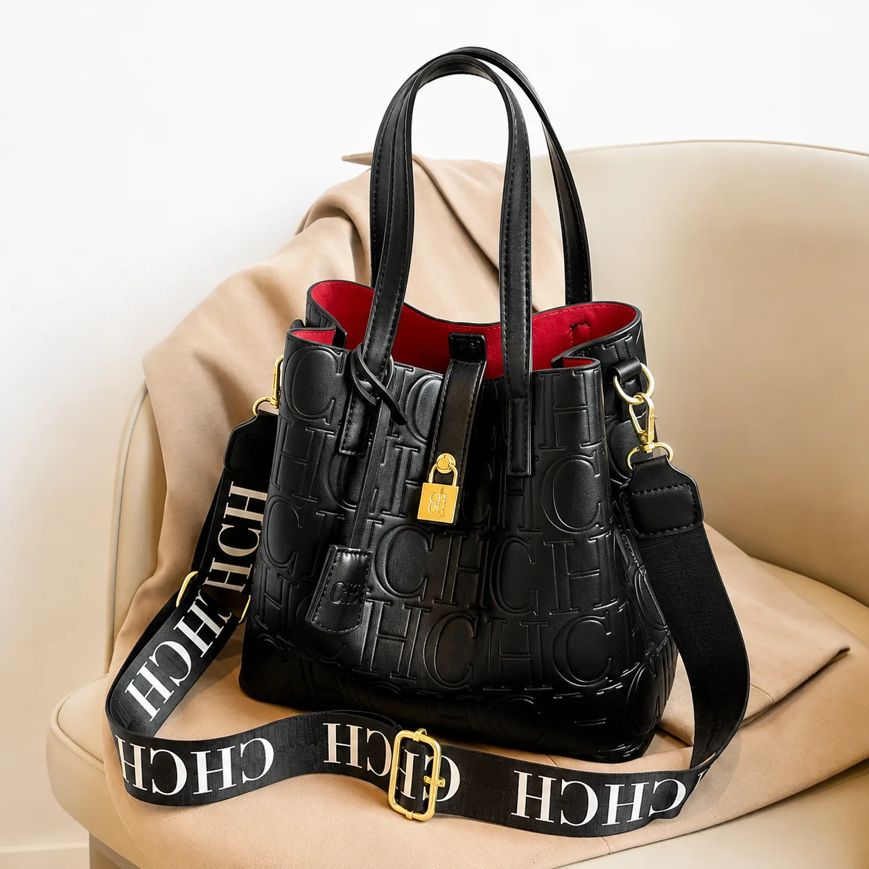 New Trendy Letter‑Printed Wome - Bucket Bag Suede ulasan dan harga