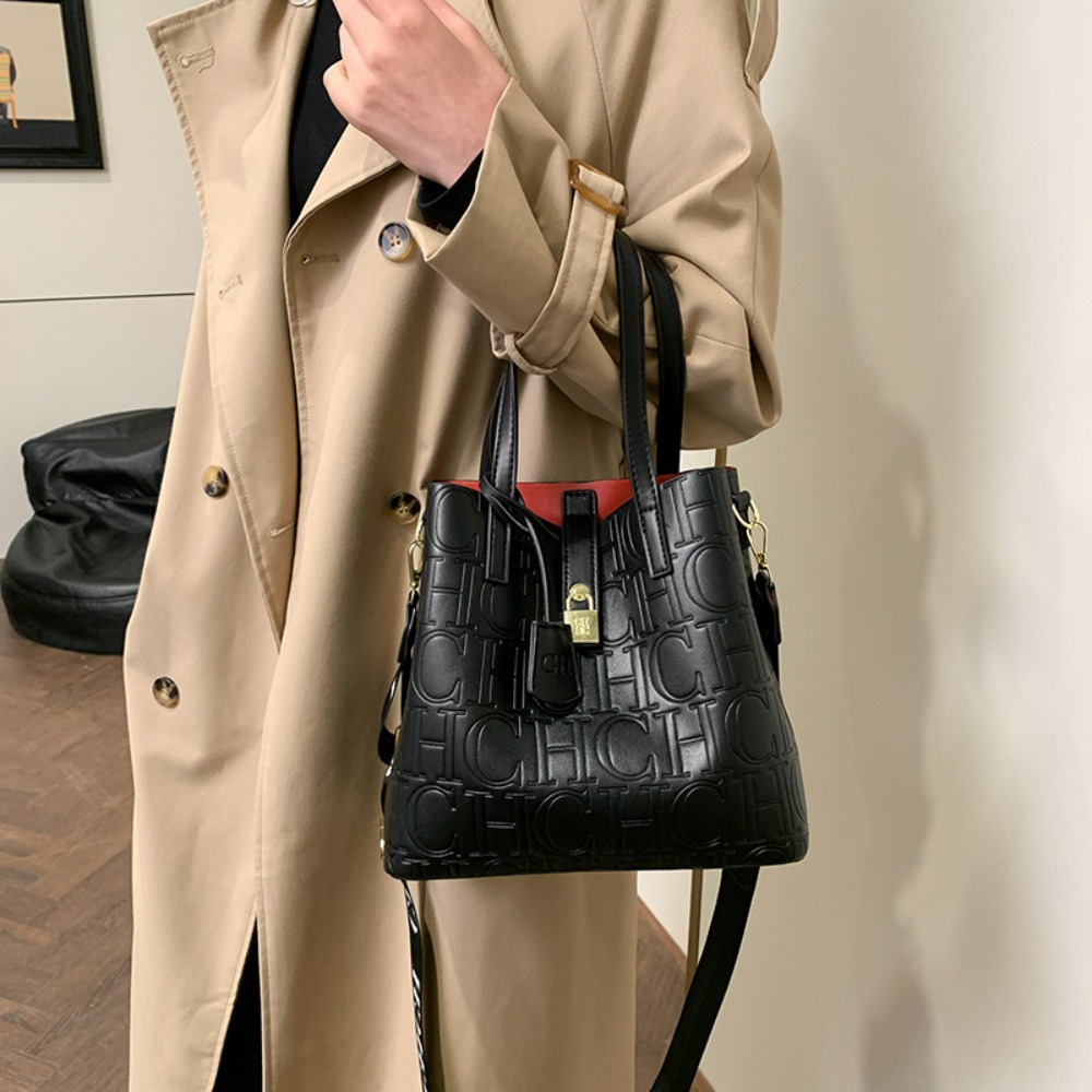 New Trendy Letter‑Printed Wome - Bucket Bag Suede ulasan dan harga