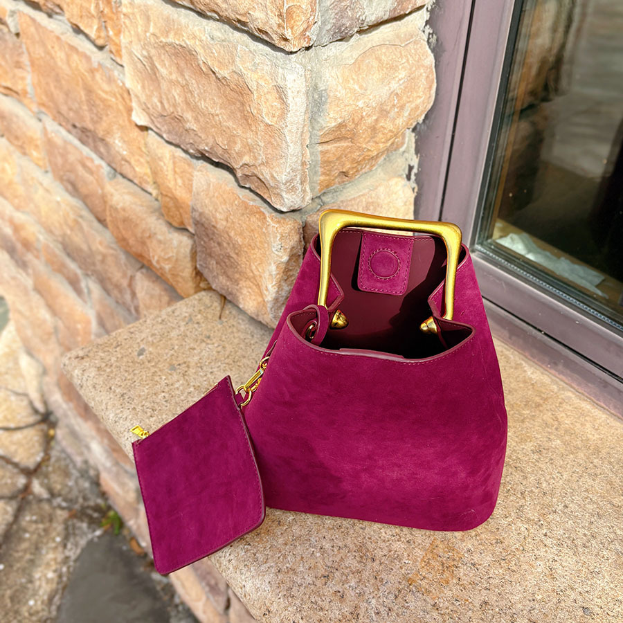 Genuine Suede Leather Women Sh - Bucket Bag Suede ulasan dan harga