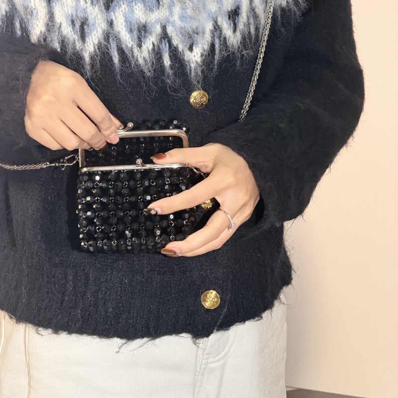 Vintage Black Beaded Clutch Ba - Luxury Bags Store ulasan dan harga