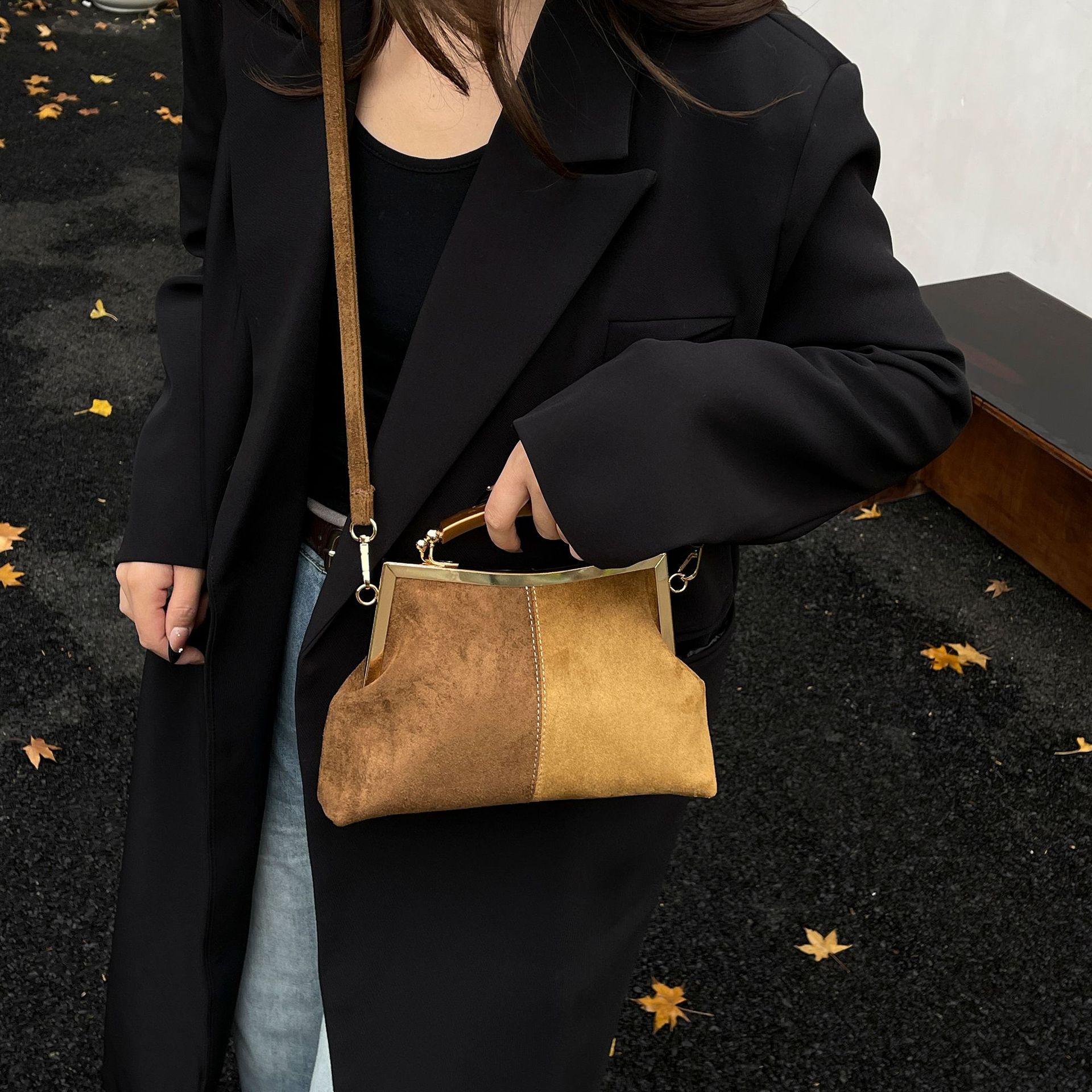 Retro matte suede velvet shell - Bucket Bag Suede ulasan dan harga