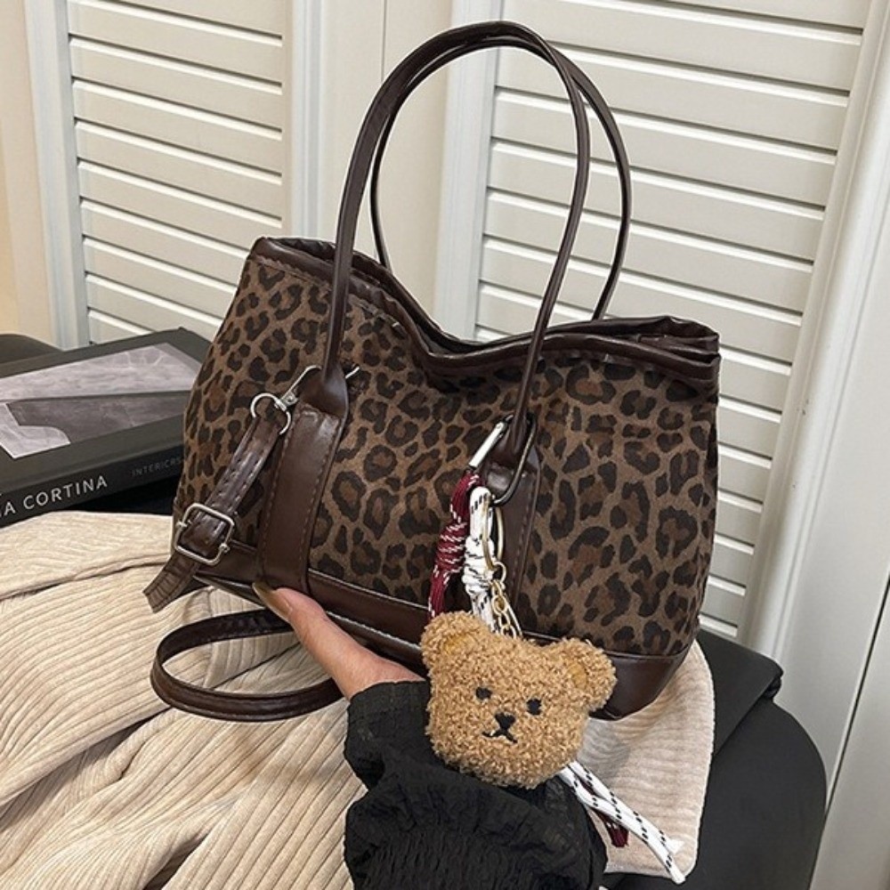 Retro Leopard Print Crossbody  - Bucket Bag Suede ulasan dan harga
