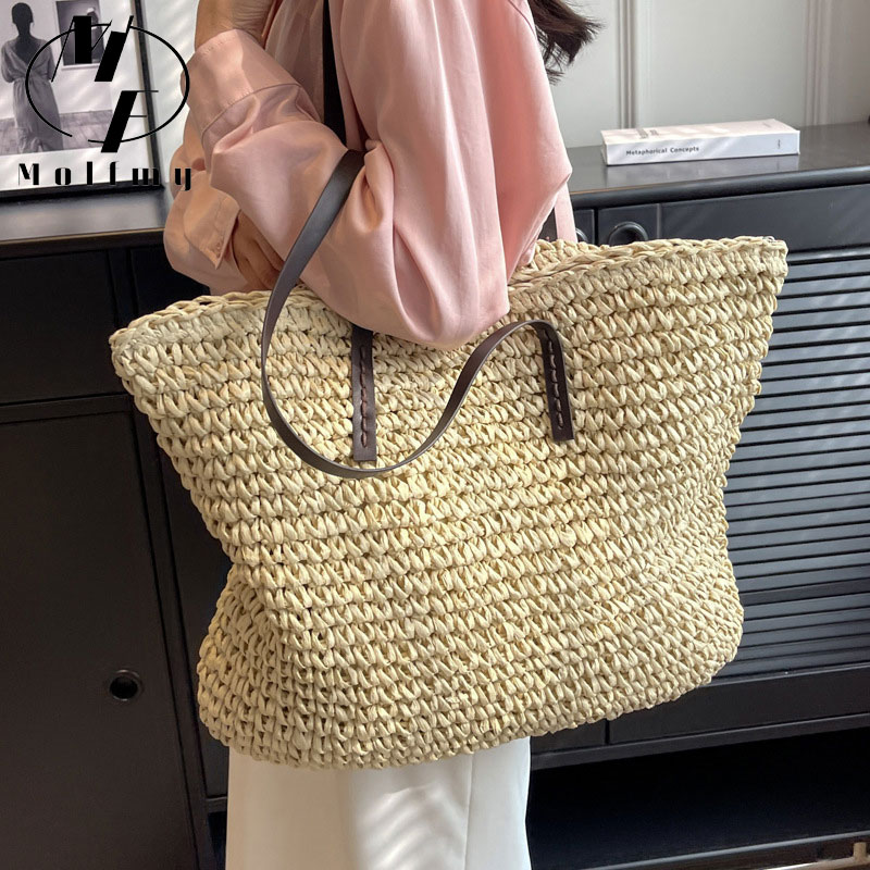 Straw Woven Tote Bags Casual L - Luxury Bags Store ulasan dan harga