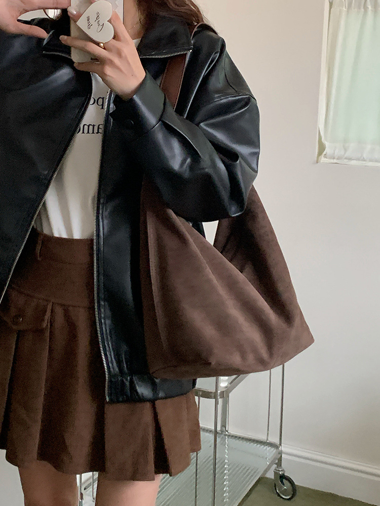 Suede Shoulder Bag for Women 2 - Bucket Bag Suede ulasan dan harga