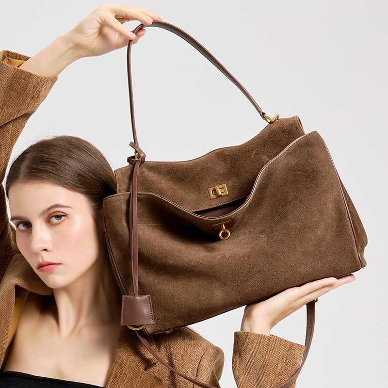Ladies' Large Capacity Genuine - Bucket Bag Suede ulasan dan harga