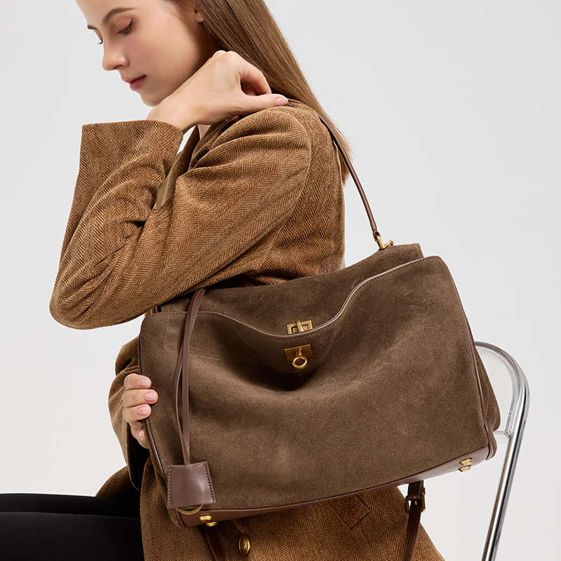 Ladies' Large Capacity Genuine - Bucket Bag Suede ulasan dan harga